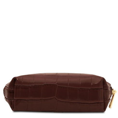 Vera - Croc print leather toiletry case